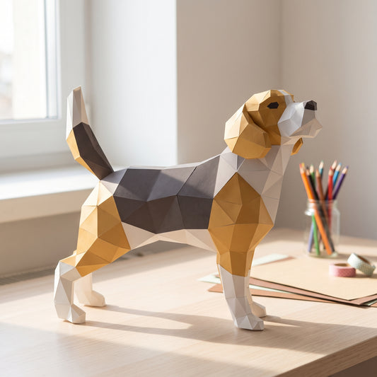 Paper Beagle model in a kids' craft corner