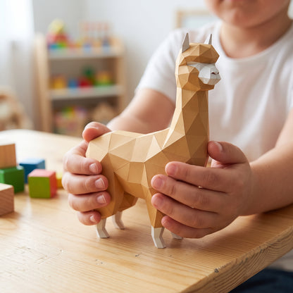 Paper Alpaca model in a child's hands