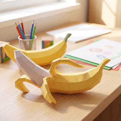 Paper Banana model in a kids' craft corner