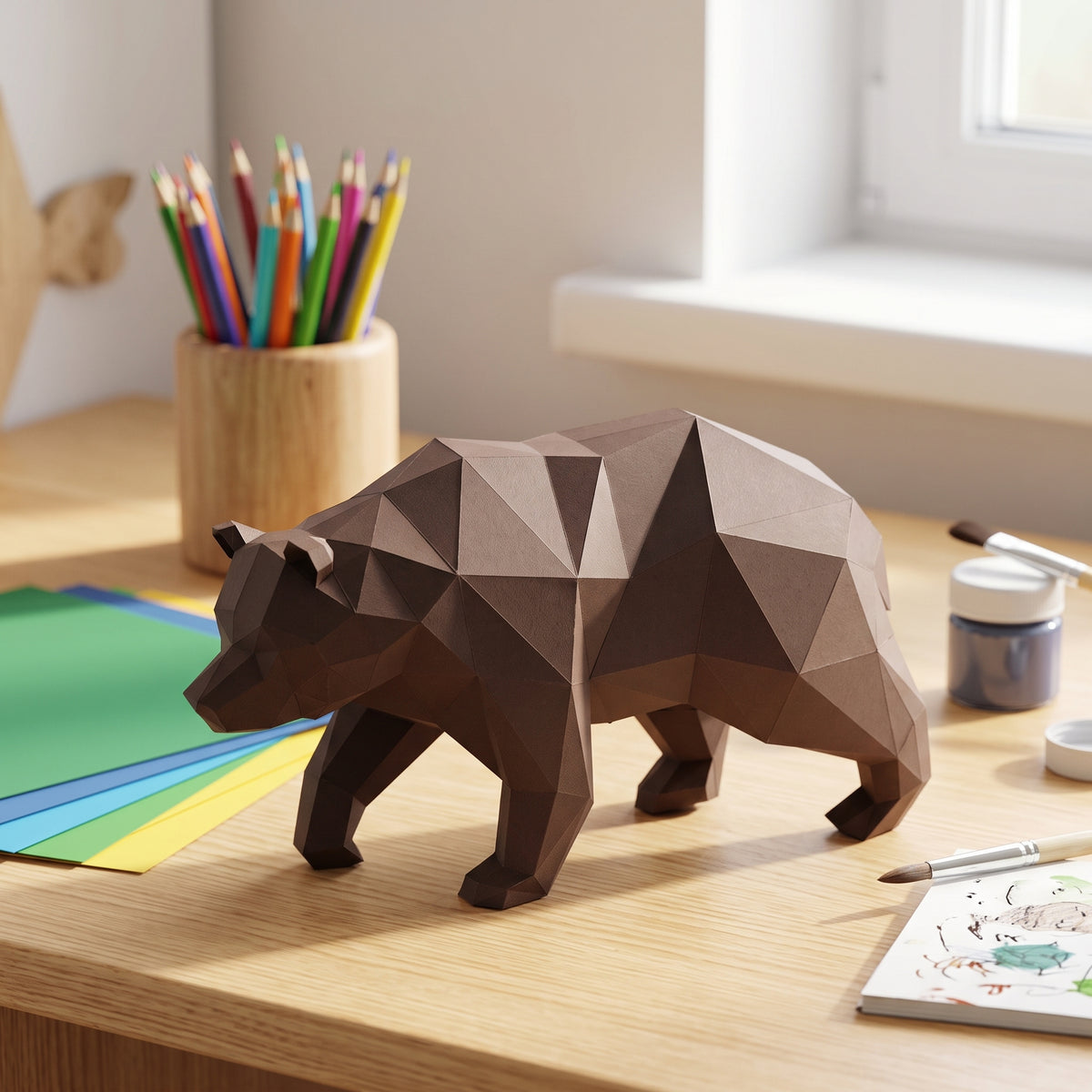 Paper Bear model in a kids' craft corner (2)