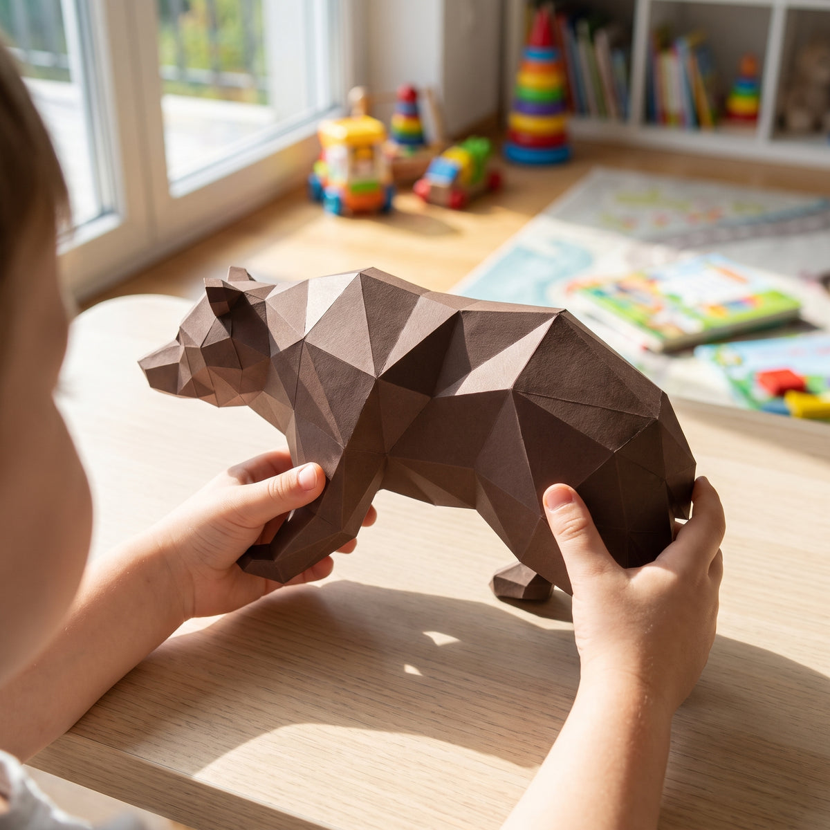 Paper Bear model in a child's hands