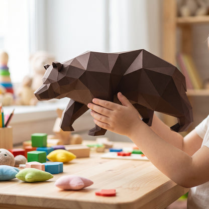 Paper Bear model in a child's hands (2)