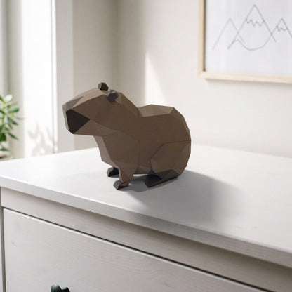 Paper Capybara model on a dresser in a kids' room