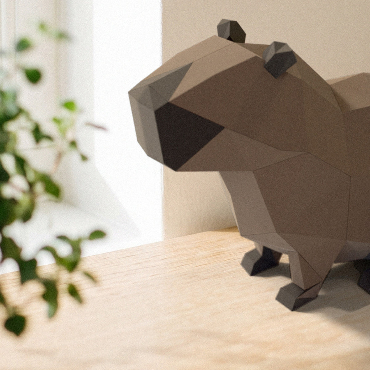 Paper Capybara model head detail