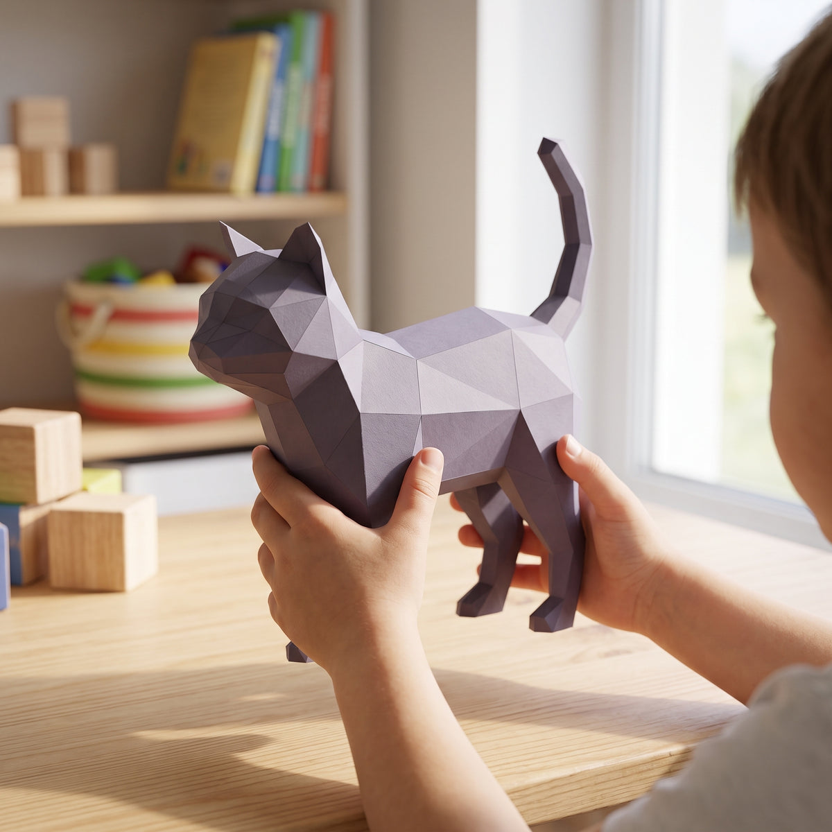 Paper Cat model in a child's hands