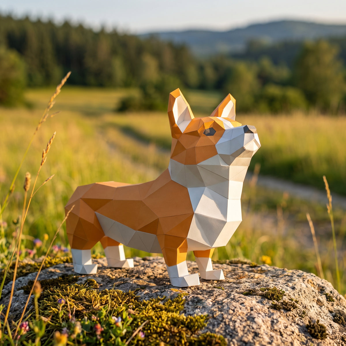 Paper Corgi model in nature