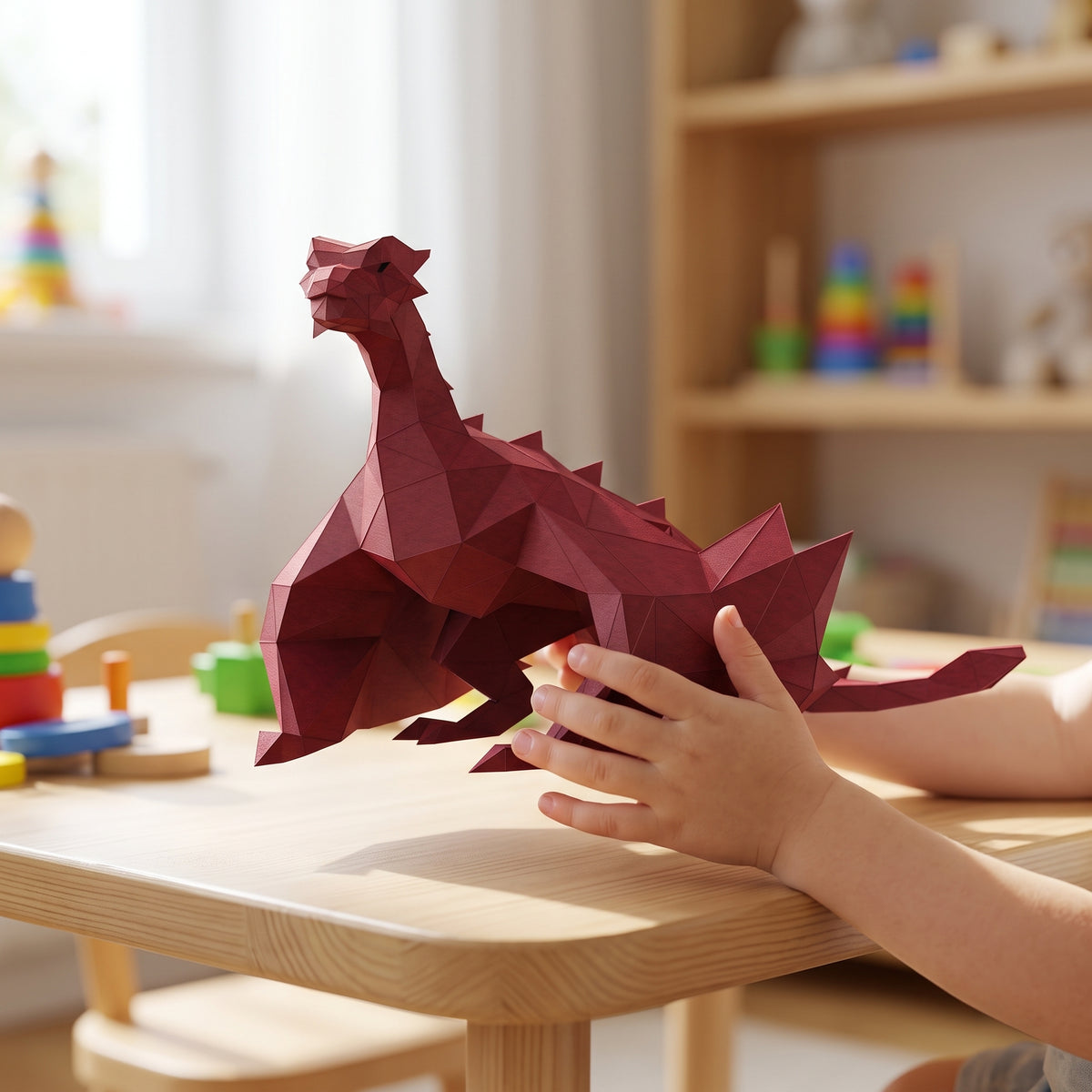 Paper Dragon model in a child's hands