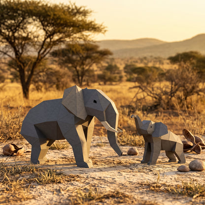 Paper Elephants model in nature