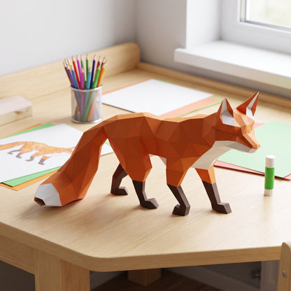 Paper Fox model in a kids' craft corner (2)