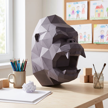 Paper Gorilla model in a kids' craft corner
