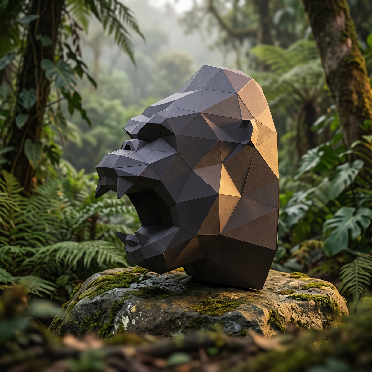 Paper Gorilla model in nature