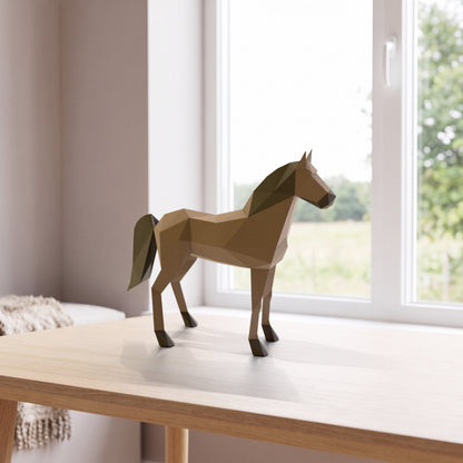 Paper Horse model on a table by the window