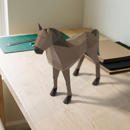 Paper Horse model on a craft desk