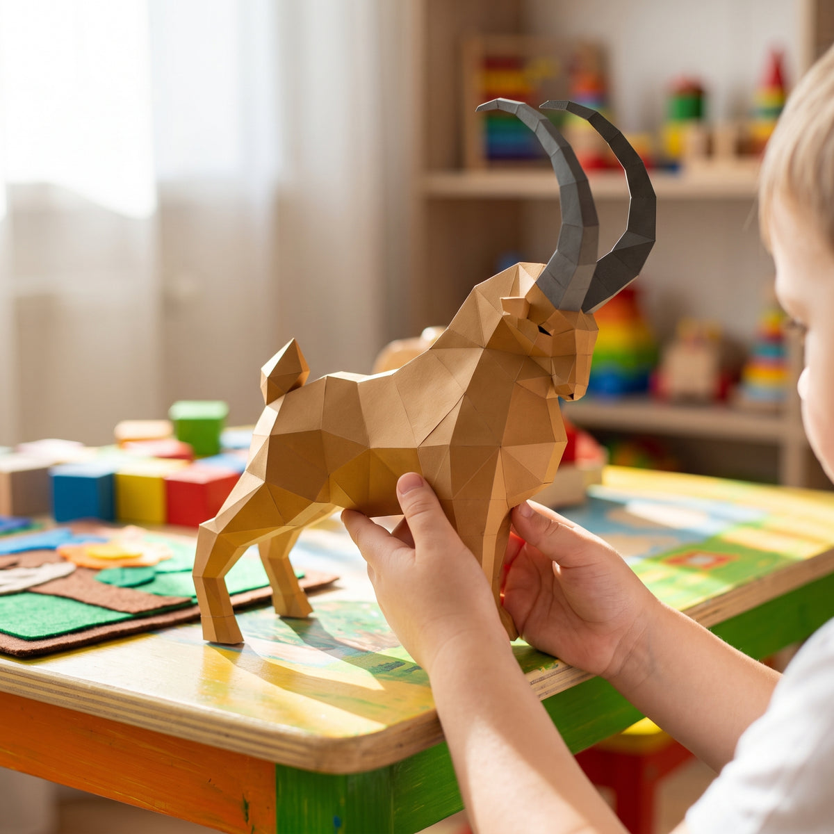 Paper Ibex model in a child's hands