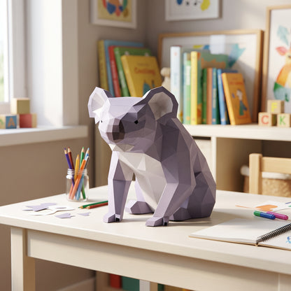 Paper Koala model in a kids' craft corner