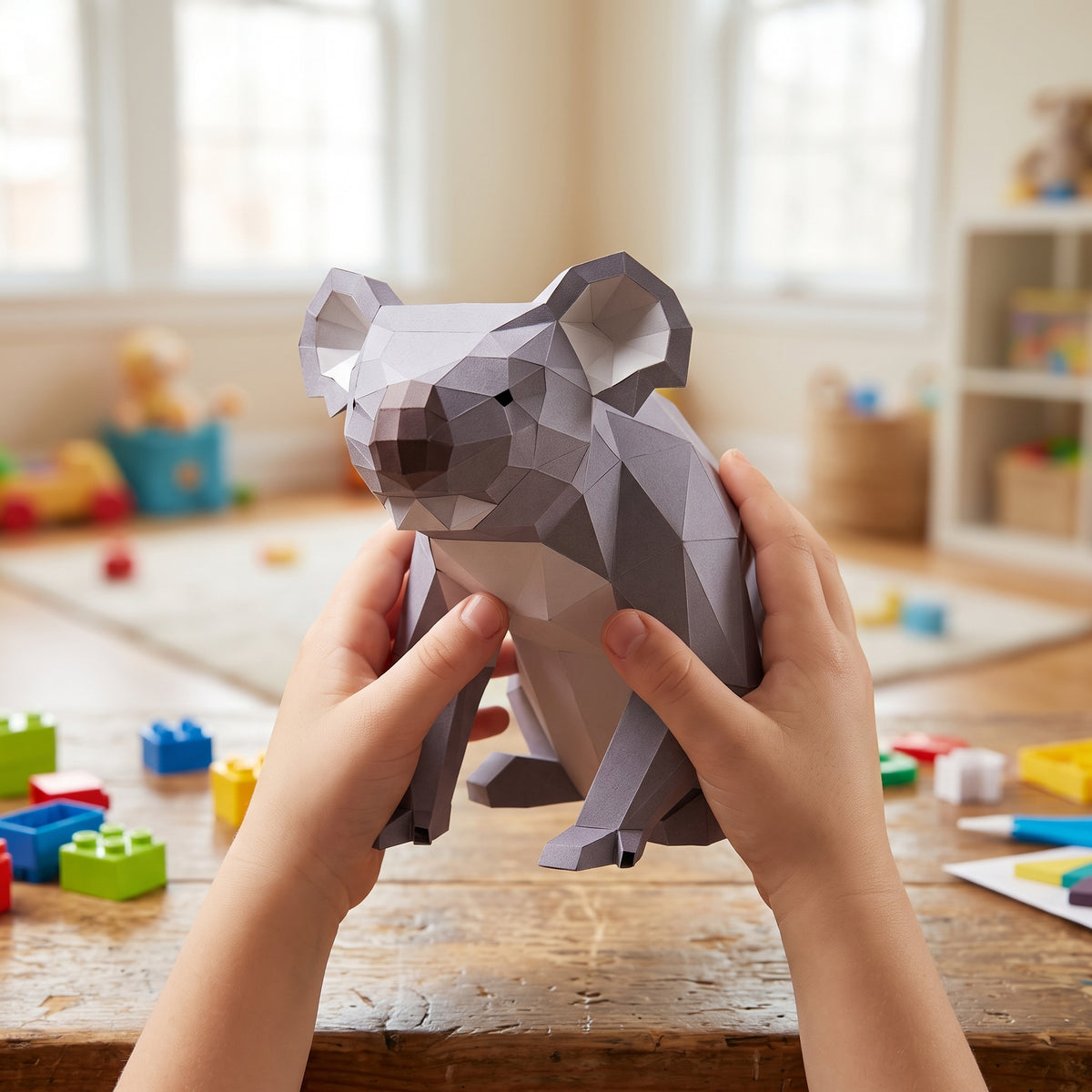 Paper Koala model in a child's hands
