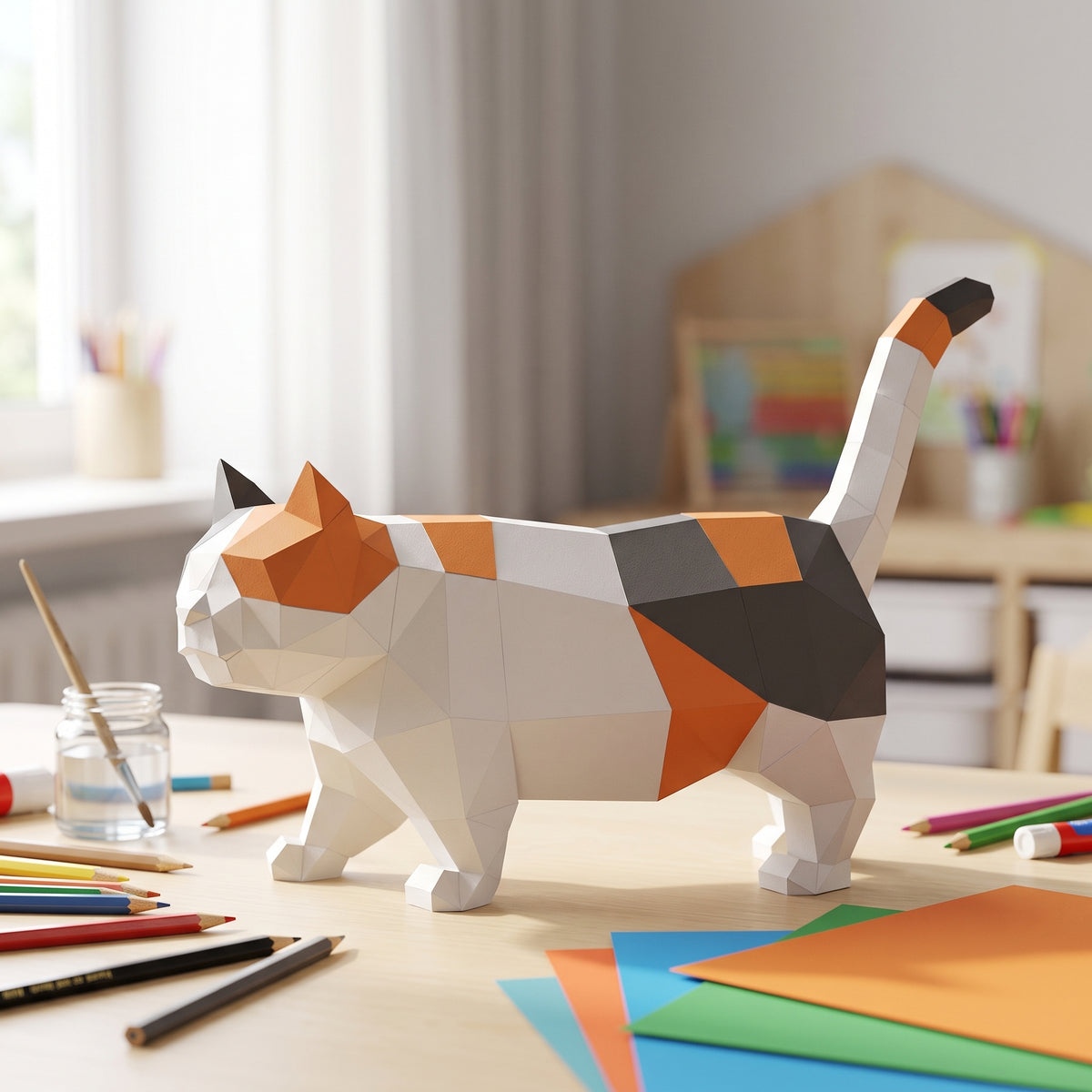 Paper Munchkin (standing) model in a kids' craft corner