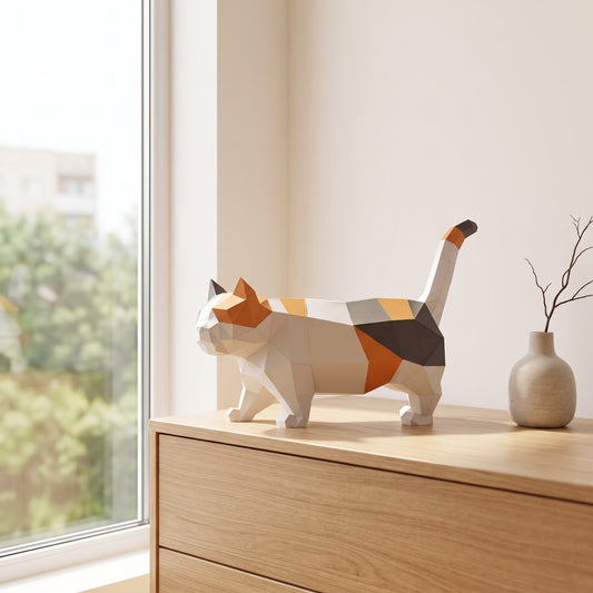 Paper Munchkin (standing) model on a table by the window