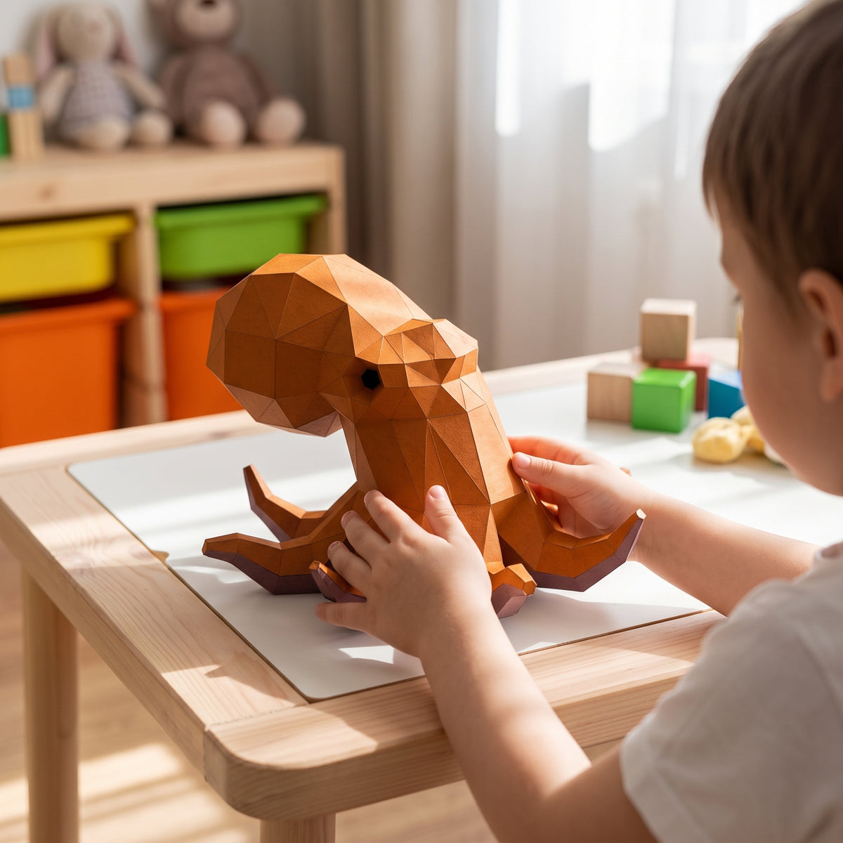 Paper Octopus model in a child's hands