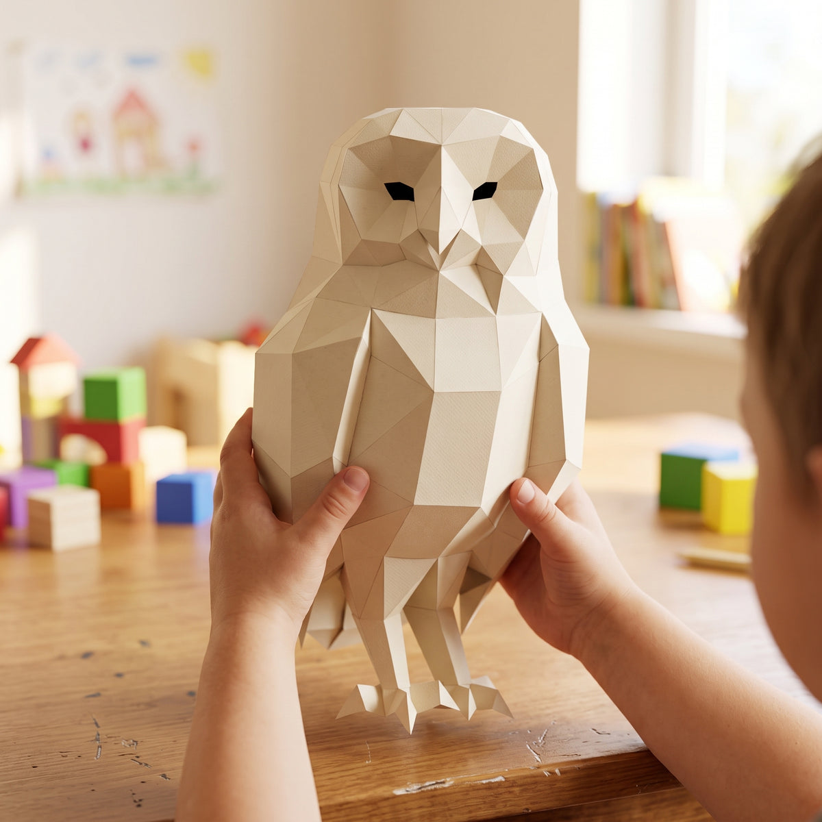 Paper Owl model in a child's hands