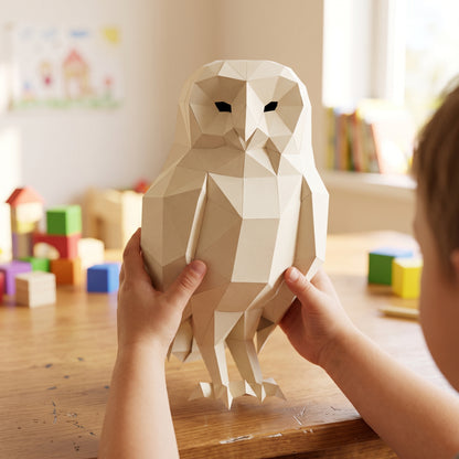 Paper Owl model in a child's hands