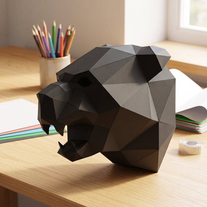 Paper Panther model in a kids' craft corner