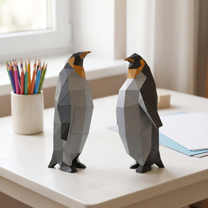 Paper Penguin model in a kids' craft corner