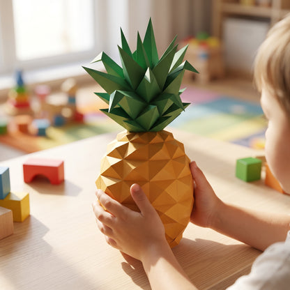 Paper Pineapple model in a child's hands
