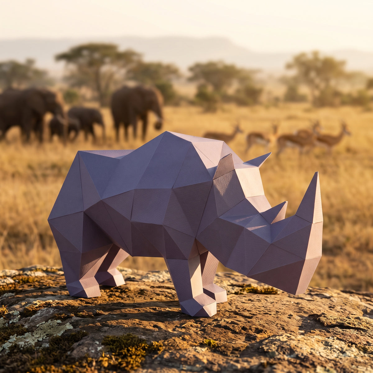 Paper Rhino model in nature