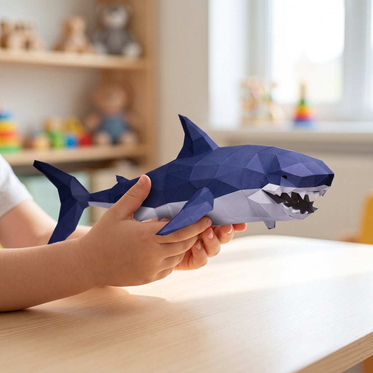 Paper Shark model in a child's hands