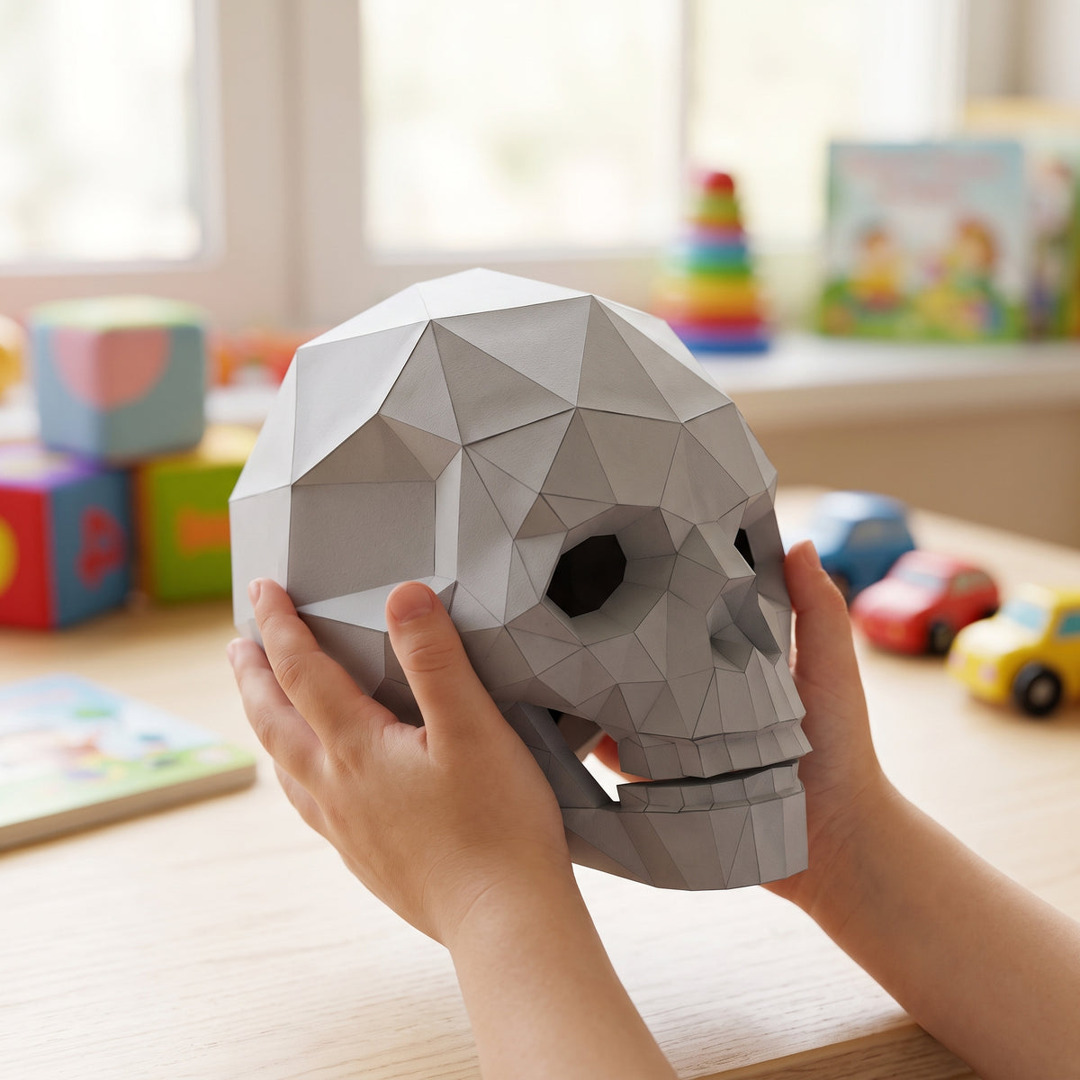 Paper Skull model in a child's hands